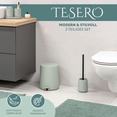 eluno Bad-Accessoires Set TESERO 2tlg. Soft-Touch aus Kunststoff