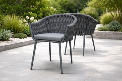 Destiny Sessel MOLINO 2er Set, Aluminium + Rope, anthrazit meliert