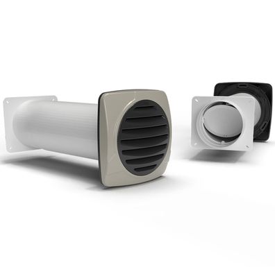 Aussengitter Ø 150mm Teleskop-Mauerkasten 35-68cm Abluft Magnet-Rückstauklappe