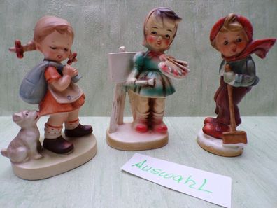 Porzellan Figuren Kinder Hund Malerin Schnee schippen.... recht leicht ohne BM