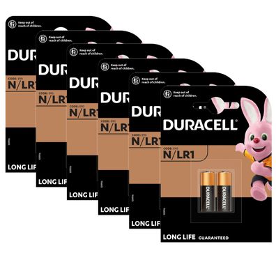 6x Duracell Batterie Alkaline Lady N / LR1 / MN9100 / E90 1,5V