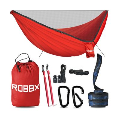 ROBBX® Hängematte mit Moskitonetz rot