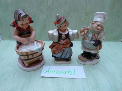 Porzellan Figuren Friedel West Germany US-Zone handgemalt Koch Wäscherin Köbes