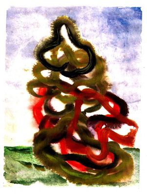 1 aquarellbild Tannenbaum einlaminiert in A3 kopiert