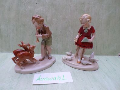 Porzellan Figuren Bock Wallendorf Fasold Stauch Thüringen Kinder Tiere Tauben Rehe