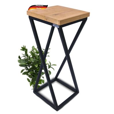 Blumenständer Holz Metallgestell KABRI 50 hoch Eichenholz Dekoständer für Blumen