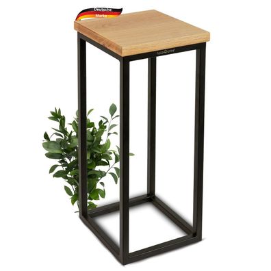 Blumenständer Holz LURI 50 hoch Eichenholz Metallgestell Dekoständer für Blumen