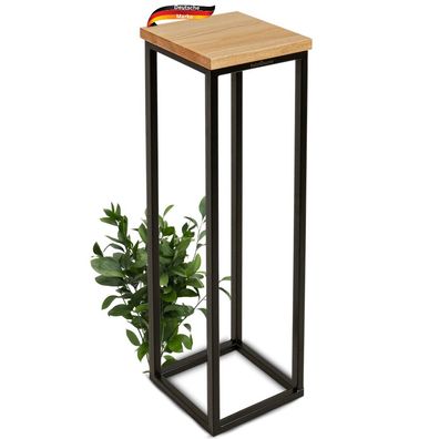 Blumenständer Holz LURI 70 hoch Eichenholz Metallgestell Dekoständer für Blumen