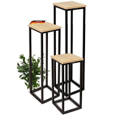 Blumenständer Holz LURI 3er Set MDF Metallgestell Dekoständer für Blumen