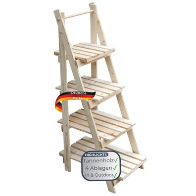 Blumenleiter Holz TIMMI 4 Stufen für Blumentöpfe Pflanzentreppe Blumentreppe