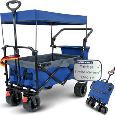 Bollerwagen faltbar Dach KILI Extra Breite Reifen Handwagen Transportwagen