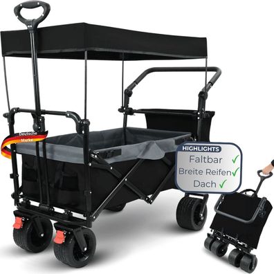 Bollerwagen faltbar Dach KILI Extra Breite Reifen Handwagen Transportwagen