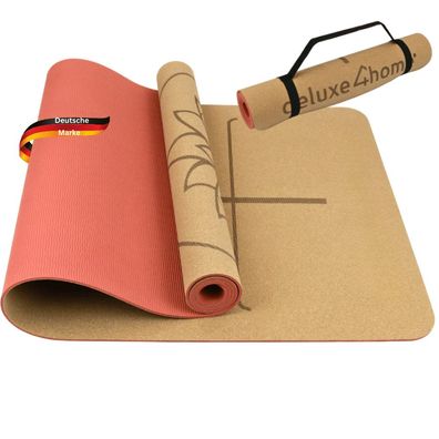Yogamatte Kork rutschfest EMMI [ Tragegurt] 4mm Dicke Yoga Matte Fitnessmatte