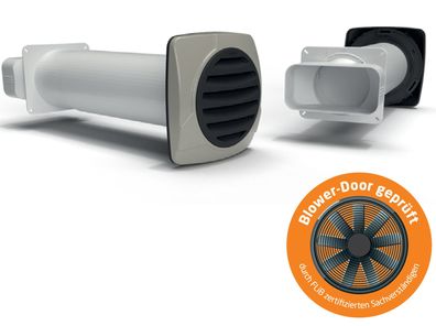 Flachkanal 175x80mm Teleskop-Mauerkasten 35-68cm Blower-Door Dunstabzug Küche