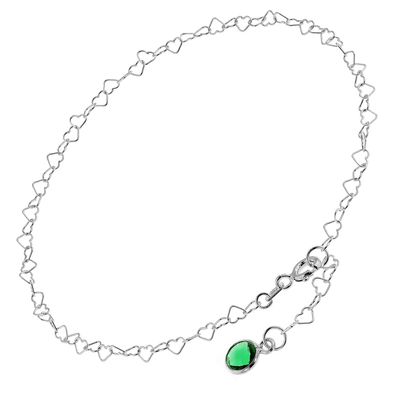 trendor Schmuck Fußkette 925 Sterlingsilber Mit Grünem Quarz 51336