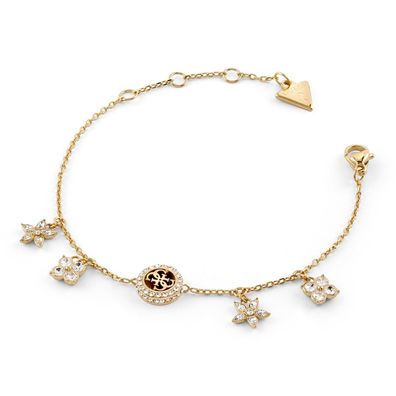 Guess Schmuck Damen-Armband Blüten Charms Weiß/Goldfarben JUBB06033JWYGS