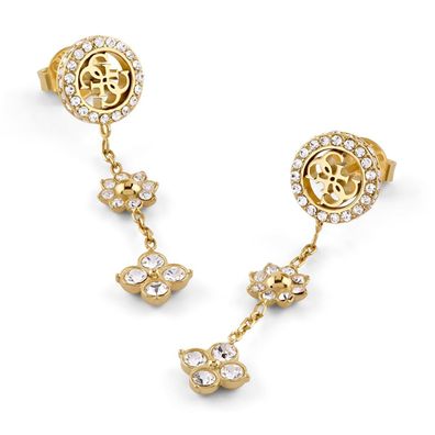 Guess Schmuck Damen-Ohrringe 4G Kristalle Ohrhänger Goldfarben JUBE06036JWYGT/U
