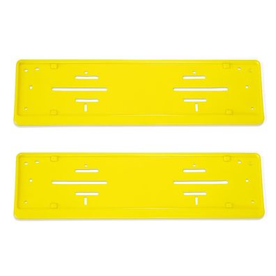 2x Kennzeichenhalter Stahl gelb pulverbeschichtet für Deutschland und EU 520x110