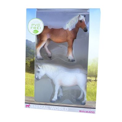 Bullyland Animal World 2 Pferde Figuren Haflinger Camargue Kinder Sammelfigur