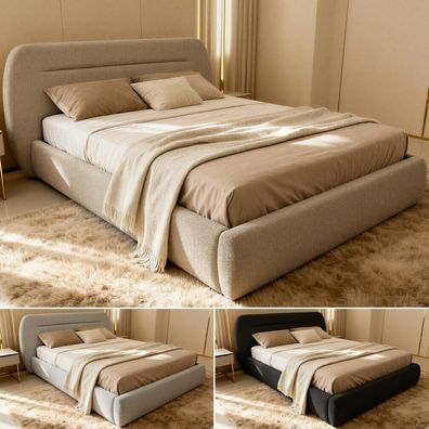 Bett mit Polsterkopfteil ORIO Bettkasten mit Gasdruckfedern, Lattenrost, Bouclé