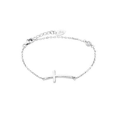 Designer silver bracelet with a cross and clear zircon LP1918-2 / 1