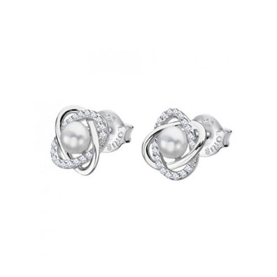 Silver earrings with zircons and pearls LP3094-4 / 1