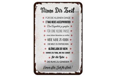 Blechschild Nimm dir Zeit für 12 Ratschläge, 3 verschied. Größen, Deko Spruch