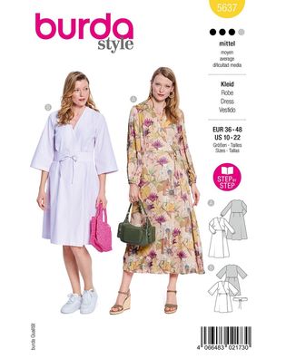 burda Schnittmuster Damen Midi Wickelkleider #5637 Gr. 36-48