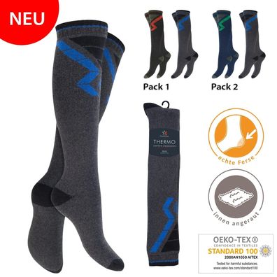 2 Paar Herren Thermo Kniestrümpfe Vollfrottee Footstar Warme Wintersocken Arbeit Neu