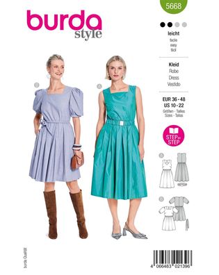 burda Schnittmuster Damen Midi Kleider #5668 Gr. 36-48