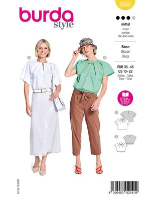 burda Schnittmuster Damen Raffinierte Blusen #5666 Gr. 36-48