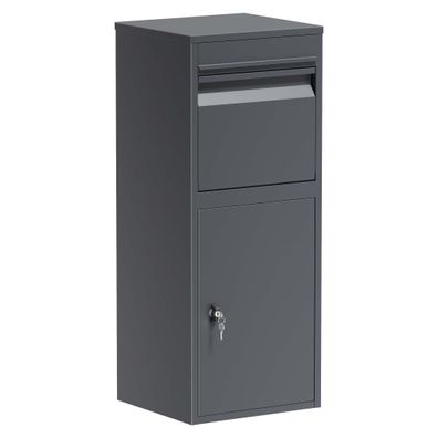 Wiltec Paketkasten grau 410x380x1020mm Paket Box Stahl Standbriefkasten Post