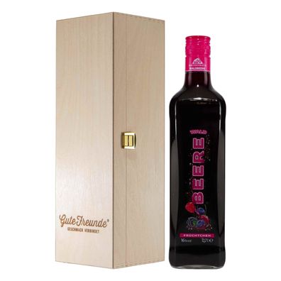 Bauernhaus Waldbeere Likör mit Geschenk-Holzkiste