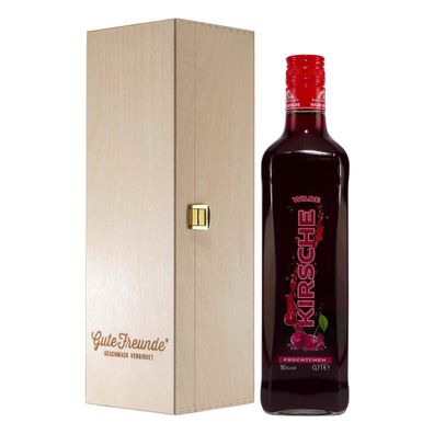 Bauernhaus Wilde Kirsche Likör mit Geschenk-Holzkiste
