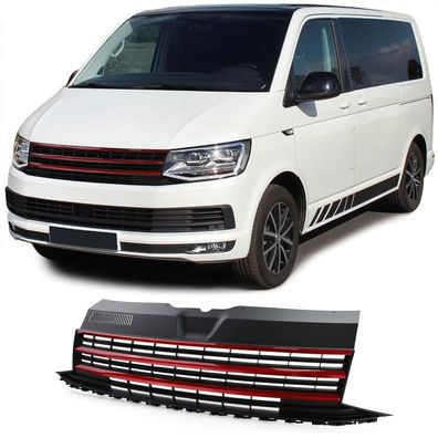 Kühlergrill Frontgrill Clean mit roten Leisten für VW T6 Bus Transporter 2015-19
