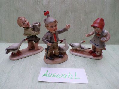 W&A Wagner Apel Bertram Kinderfiguren Porzellan Tiere Gans Ente Mädchen Junge