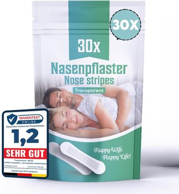 30x Nasenpflaster Schnarchstopper - Transparente Nasenstrips für besseren Schlaf