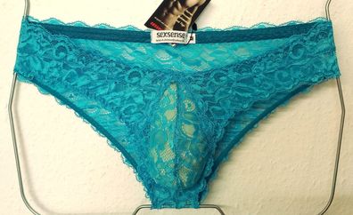 Herren Slip aus Spitze in Türkis Panty Femboy Hipster Fetisch