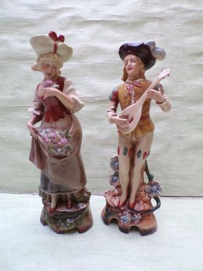 W&A Wagner Apel Lippelsdorf GDR 1877 barockes Paar Rokoko Mandoline ca 29cm