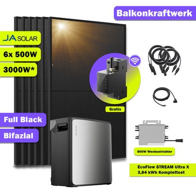 Balkonkraftwerk 3000W mit Ecoflow Stream Ultra X 3,84 kWh Speicher