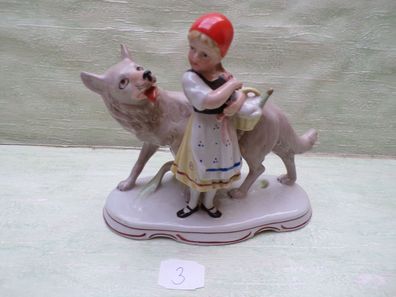 altes Gräfenthal WKC Weiß Kühnert 10118 Rotkäppchen Figur Thüringen ca 16x18cm