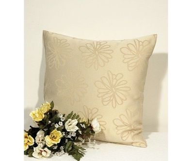Kissenbezug 40x40 Kissenhülle Kissen Beige Modern Frühling Sommer Blume Satinoptik