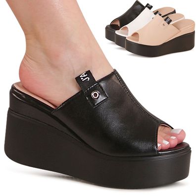 topschuhe24 3226 Damen Keilabsatz Sandaletten XXL Plateau Sandalen