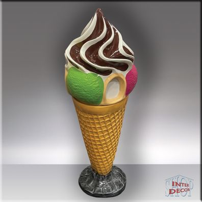 Abfalleimer Eistüte XXL Eiswaffel mit 3 Kugeln & Sahne Abfallbehälter Werbung