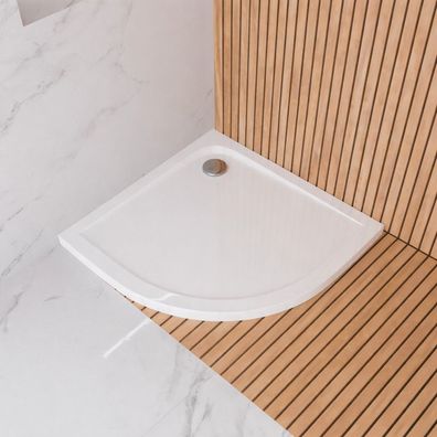 ECOLAM Duschwanne 80x80x4,5 Duschtasse flache Dusche Sense Viertelkreis Acryl Dusche
