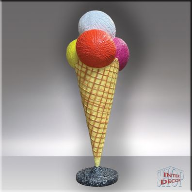 Werbe Deko Eiswaffel XXL für Eisdielen - Eistüte Eishörnchen mit 4 Kugeln 165 cm