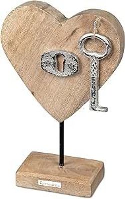 Herz + Schluessel aus Alu Mango Holz- Geschenke zur Hauseinweihung