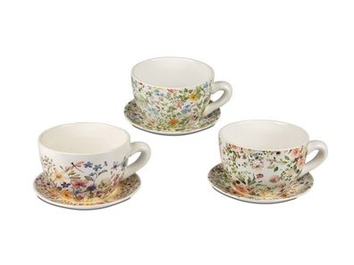 1 von 3 Stueck Fruehlingsdeko Pflanztasse Pflanztopf 23 cm mit Blumendekor