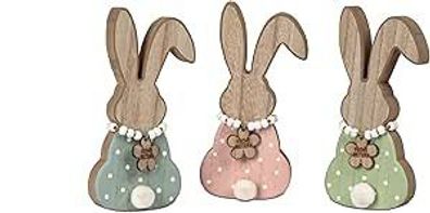 Geschenke und Dekoration zu Ostern- 3 Stueck Hasen im Set Osterhasen - mit Kette 14 c
