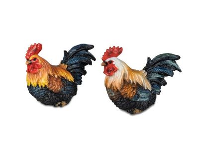 1 Set bestehend aus 2 Haehnen Osterdekoration Osterschmuck Hahn 10cm handbemalt